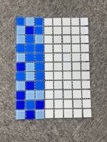 KASARO Usine Prix Coût Auto-Adhésif Toilette Décoration Murale Bleu Hôtel Piscine Zellige Carreaux Brillants Verre Cristal Mosaïque