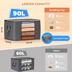 90L Foldable <b>Large</b> <b>Storage</b> <b>Bags</b> with Zipper Closure 6 Pack Minimalist Design Clothes <b>Storage</b> Bins & Closet Organizers - Product Image 2
