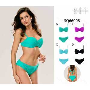 Women Sexy Two Piece <b>Bikini</b> <b>Set</b> Summer Beach Swimwear Padded Halter Bra Top Tie Side High Waist Bottom New Elegant 66008 - Product Image 1