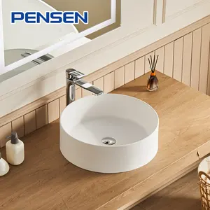 Современная мебель для ванной комнаты Pensen из чистого акрила, двойная раковина, настенная раковина