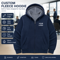 Sweat-shirt à capuche entièrement zippé doublé polaire personnalisé unisexe, chaud, avec étiquettes personnalisées, faible MOQ pour les marques de vêtements OEM