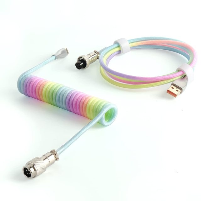 Pretty Durable Aviation Gx16 Waterproof Braided Cable Usb c Mechanical Keyboard Coiled Cables