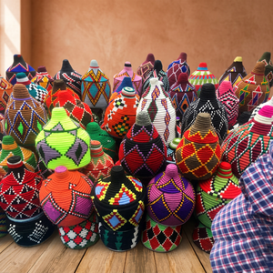 Panier artisanal en bambou tressé, écologique, art populaire, motifs géométriques colorés, matériau naturel, souvenir pour la maison - Product Image 1
