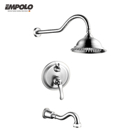 Pour Empolo Système de douche de pluie à poignée unique de luxe Ensemble de salle de bain en laiton mural Mélangeur de douche rond à deux fonctions dissimulé