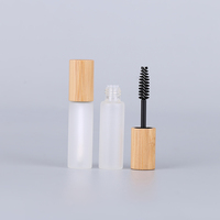 Envase Cosmético de Bambú Natural, Tubo de Vidrio Recargable de 5ml 10ml, Envase Vacío para Rímel, Brillo Labial, Delineador de Ojos con Pincel