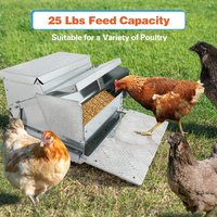 Mangeoire à volailles JH-Mech, anti-rats et anti-rongeurs, 25 lb, sans gaspillage, avec couvercle, en acier galvanisé, à pédale