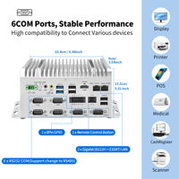 Mini PC CWWKIPC sin ventilador J6412, 2 puertos Gigabit LAN, 6 puertos RS232/RS485/RS422 COM, 6 puertos USB, montaje en carril DIN, GPIO, computadora industrial integrada.