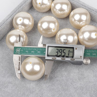 Perles rondes en plastique ABS de grande taille YWJC 30 mm 40 mm avec trou, blanches, imitation perle ABS
