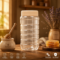 Tarro de plástico transparente al por mayor con diseño acanalado, apto para uso alimentario, contenedor de almacenamiento para cocina, tarros para mantequilla de cacahuete y tarros para chile.