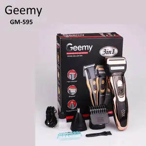 Профессиональная электрическая машинка для стрижки волос GEEMY GM595 3 в 1, триммер для носа и ушей, перезаряжаемый триммер для волос