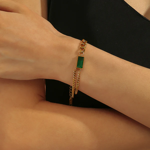 ทอง18K ย้อนยุคและเหล็กไทเทเนียมฝัง rhinestones แฟชั่น C - Product Image 3