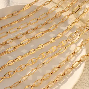 Bijoux, éléments géométriques de haute qualité, chaîne simple empilée, bracelet en acier titane, ensemble de colliers, ensembles de chaînes en or étanches