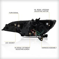 Faro Delantero HETOP FIT GK5 2014-2020 JAZZ LED, Actualización a Estilo Mustang, DRL Modificado, Lámpara Delantera con Intermitentes, Conexión Plug and Play para Honda