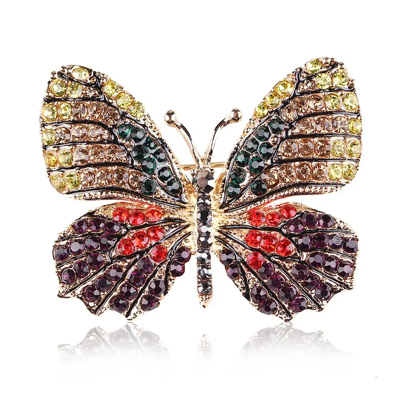Nieuwe Aankomst Multicolor Strass Kristal Insect Vlinder Broches Pinnen Voor Vrouwen Meisjes