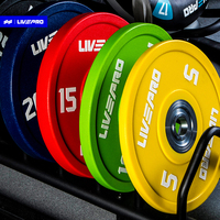 Vente en gros d'équipement de gymnastique Logo personnalisé standard en uréthane pour musculation 5 kg 10kg 15kg 20kg 25 kg Plaque de pare-chocs colorée avec poids d'haltères