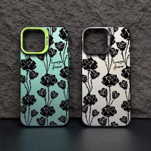 Coque <span class=keywords><strong>de</strong></span> téléphone portable en TPU avec impression <span class=keywords><strong>de</strong></span> rose noire, argentée électrolytique, <span class=keywords><strong>pour</strong></span> <span class=keywords><strong>iPhone</strong></span> 8 X Xr Xs 11 12 13 14 15 16 Pro 17 - Product Image 1