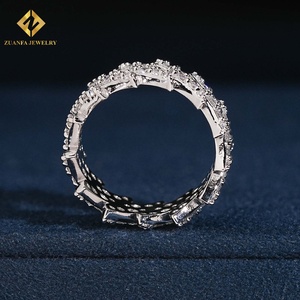 แหวนเพชรคิวบันลิงค์จาก ZUANFA JEWELRY เพชรเลี้ยงในห้องปฏิบัติการ เงินแท้ 925 ประดับเพชรแบบไมโครเพฟ สไตล์ฮิปฮอป วงแหวนหน้ากว้าง - Product Image 3