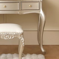 Table de toilette moderne en bois massif avec 4 tiroirs, miroir amovible et réglable, meuble de rangement durable pour chambre à coucher - Vente en gros