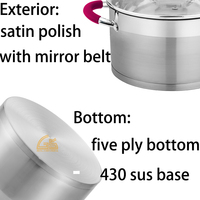 Ensemble de casseroles antiadhésives 8 pièces, batterie de cuisine en verre, ensemble de casseroles en acier inoxydable 5 plis avec poignée en silicone