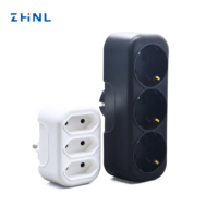 Adaptateur de prise électrique ZHNL ZLEU3R 3 prises EU 16A 250V 3680W, prise française, allemande, Schuko, CE ROHS IP20