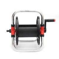Enrouleur de tuyau d'arrosage portable en plastique ABS et aluminium de 1/2 pouce, 20 m, pour jardin, avec chariot et système de rembobinage à ressort