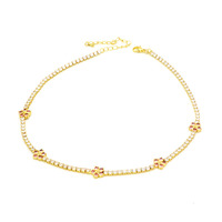 Fanhua Schmuck 18K Vergoldetes Edelstahl Buntes Zirkon-Blumen-Tennisarmband