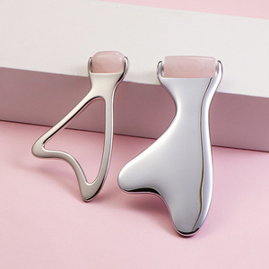 <span class=keywords><strong>Rodillo</strong></span> Facial <span class=keywords><strong>de</strong></span> <span class=keywords><strong>Cuarzo</strong></span> Rosa y Jade, Masajeador Facial, Barra <span class=keywords><strong>de</strong></span> Acupresión Facial, Gua Sha Metálica Hueca, Varilla <span class=keywords><strong>de</strong></span> Belleza para Uso en Casa y Salón - Product Image 4