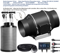 Kit de ventilateur de gaine électrique en ligne de 6 pouces (base métallique) 3000 tr/min avec contrôleur intelligent externe silencieux + filtre à charbon + conduit de 10 pieds + colliers de fixation pour culture