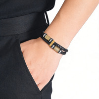 Nouveau Bracelet Homme Vintage en Acier Inoxydable Électroplaqué, Style Européen et Américain, Double, Tendance et Original