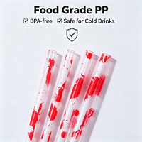 Pailles réutilisables en PP imprimées léopard, écologiques, de qualité alimentaire, pour gobelets, accessoires de bar, décoration de fête