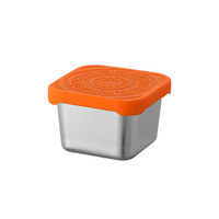 Contenants à condiments en acier inoxydable carrés, faciles à ouvrir, étanches, petits contenants en métal avec silicone empilables, boîte à lunch