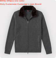 Cardigan en tricot mélange laine et acrylique avec col en fourrure, personnalisable avec étiquette de col sur mesure, de la marque TN Factory Customize Brand Outlet