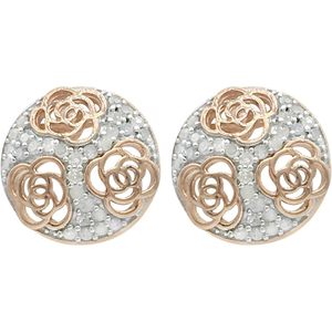 Ornaatis Floral <b>Stud</b> <b>Earrings</b> 0.61 Cttw Diamond Two Tone Gold Plated 925 Sterling <b>Silver</b> Women's Everyday Wear - Product Image 1