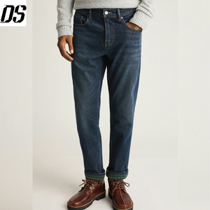 Jeans de qualité personnalisés pour hommes, coupe droite, patchwork, pantalon en <span class=keywords><strong>jean</strong></span> homme, pantalones, jeans doublés de flanelle, denim en gros - Product Image 4
