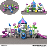 Structure de jeu colorée multi-pistes grande capacité pour maternelle, parc d'attractions intégré, toboggan extérieur - Vente en gros usine OEM ODM