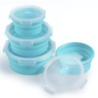 Boîte à bento pliable en silicone de qualité alimentaire - 350/500/800/1200 ml - Résistante à la chaleur 230°C - Sans BPA - Étanche - Impression de logo personnalisée