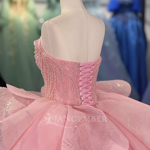 ชุดเดรสสีชมพูสำหรับงาน Quinceanera แบบ Ball Gown ผ้าทูลล์สุดหรู ชุดราตรีสำหรับงาน Sweet 15 รุ่น Dy6866 - Product Image 5