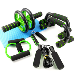 Kit de Musculation d'Entraînement <span class=keywords><strong>à</strong></span> Domicile pour Fitness Abdominaux et Pompe 5 Pièces avec Roue <span class=keywords><strong>à</strong></span> Abdominaux, <span class=keywords><strong>Corde</strong></span> <span class=keywords><strong>à</strong></span> <span class=keywords><strong>Sauter</strong></span> et Poignée de Musculation - Product Image 4