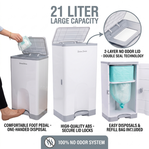 Wholesale Bamm Bamm Baby Diaper Pail 21L Large Capacity Odorless Nappy Trash <b>Bin</b> With Double Sealed <b>Lid</b> Locks Factory Price - Product Image 2