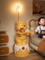 HJ HOME Vente à Chaud Petite Table à Thé LED Lampadaire Crème Vent Ours Joli Dessin Animé pour Salon Décoration Lampadaire