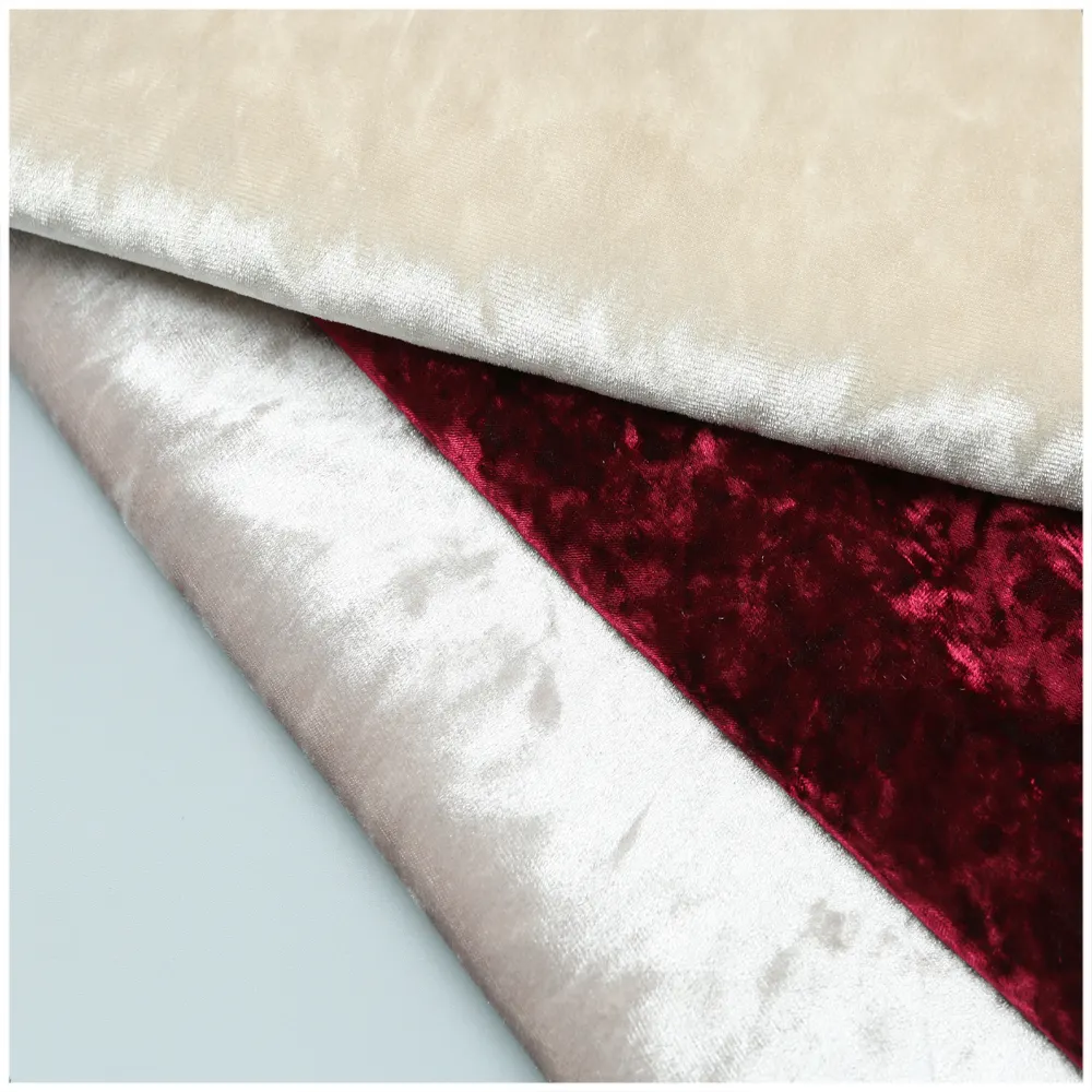 Polyester Spandex Stretch Crushed Velvet Fabric Ice Silk Fabric For Upholstery Garment Decoration