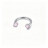 Anneau de nez en acier inoxydable, anneau fer à cheval, clou de piercing, pour lèvre, sourcil, cartilage, avec zircone cubique, bijoux de piercing corporel, personnalisé, vente en gros, OEM