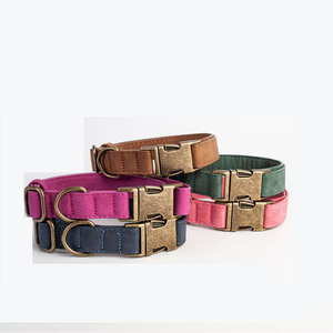 Leather <b>Dog</b> <b>Collars</b> Solid Color Adjustable Buckle Closure Classic Style for Medium <b>Dogs</b> All Seasons Use - Product Image 2