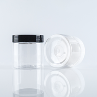 Pot en plastique PET transparent vide de 4 oz, 8 oz, 16 oz en vrac avec couvercle à vis noir/blanc, qualité alimentaire, pour bonbons et gommes