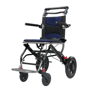 De gros fauteuil scooters-Fauteuil roulant pliable en alliage d'aluminium, pour personne âgée, scooter de voyage simple, portable et ultra léger, pour la maison