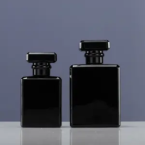 Toptan 50ml 100ml boş siyah cam doldurulabilir parfüm şişeleri sprey Atomizer ile