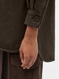 Nuovo Design personalizzato Oem girano verso il basso grandi tasche <span class=keywords><strong>con</strong></span> bottone frontale in cotone tinta unita top da <span class=keywords><strong>donna</strong></span> - Product Image 5