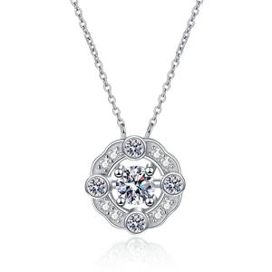Fabrication Fine Custom Daily Wear Round Moissanite Pendant 925 Sterling Silver for Women Wedding Necklace Jewelry - Product Image 1
