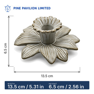 Portavelas de Cerámica con Forma de Flor de Pine Pavilion, Portavelas de Cerámica con Forma de Flor para Velas Cónicas, Decoración para Mesa de Hogar - Product Image 2