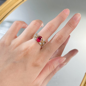 New Châu Âu Mỹ Ý Thủ Công Cung Điện Retro 7*9Mm Chim Bồ Câu Vàng Đỏ Mạ <span class=keywords><strong>Zircon</strong></span> Đá Quý Nhẫn Hợp Thời Trang Xã Hội Cho Các Bên - Product Image 5